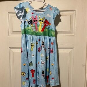 Playful Cartoon Character Sky Blue Dress
